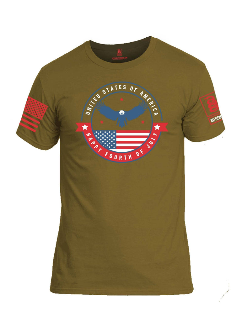 Battleraddle USA Happy Fourth Of July Red Sleeve Print Mens Cotton Crew Neck T Shirt shirt|custom|veterans|Apparel-Mens T Shirt-cotton