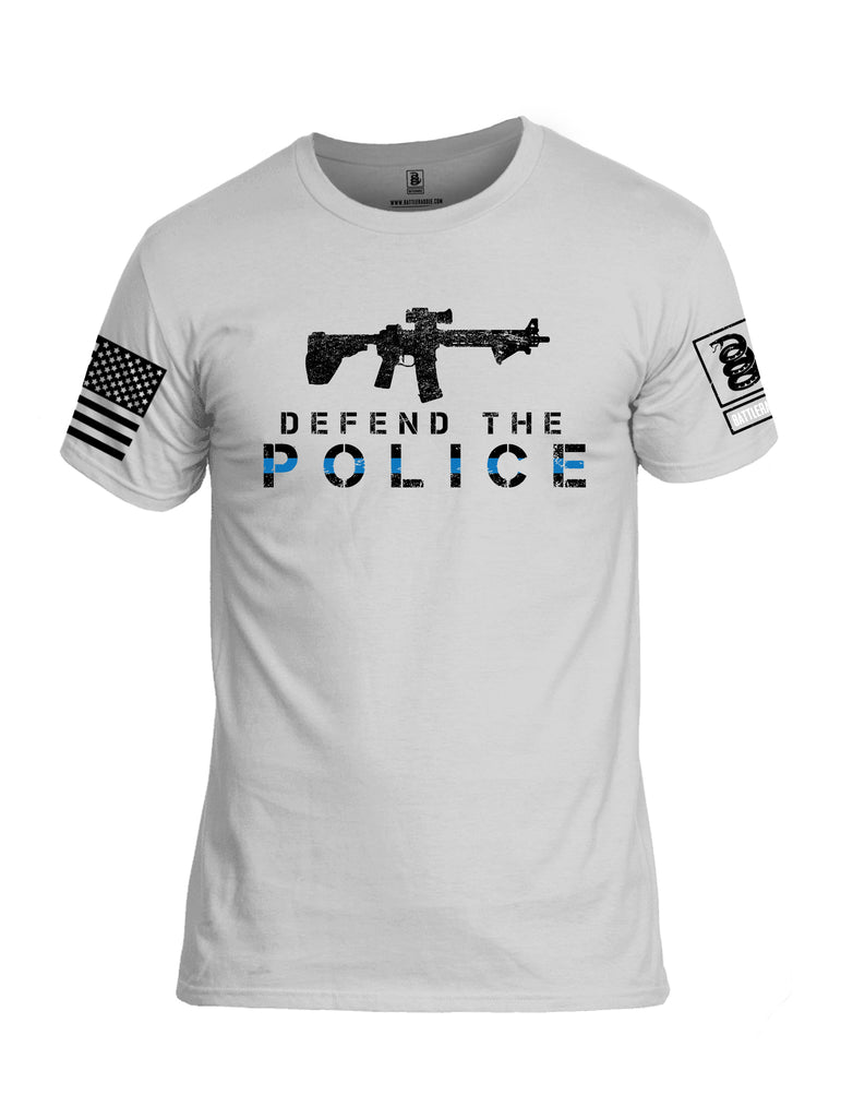 Battleraddle Defend The Police White {sleeve_color} Sleeves Men Cotton Crew Neck T-Shirt