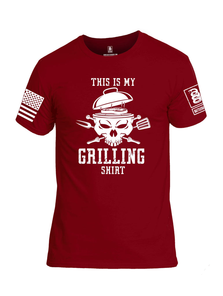 Battleraddle This Is My Grilling Shirt White Sleeves Men Cotton Crew Neck T-Shirt
