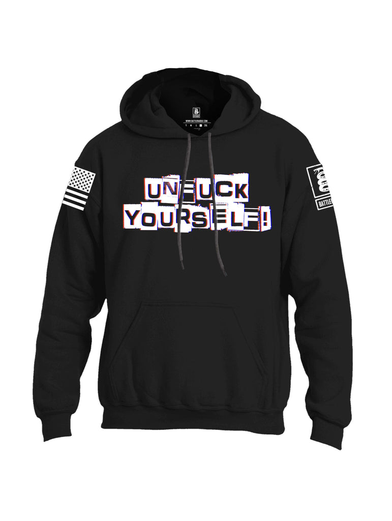 Battleraddle Unfuck Yourself  White Sleeves Uni Cotton Blended Hoodie With Pockets