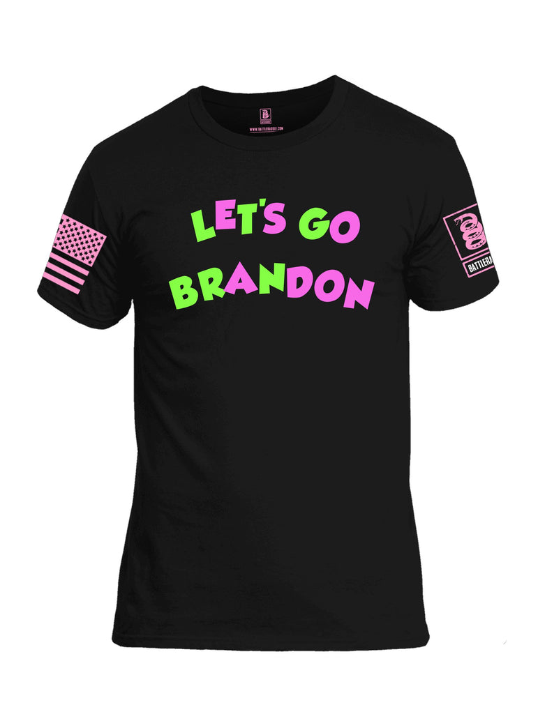Battleraddle Lets Go Brandon Pink Sleeves Men Cotton Crew Neck T-Shirt