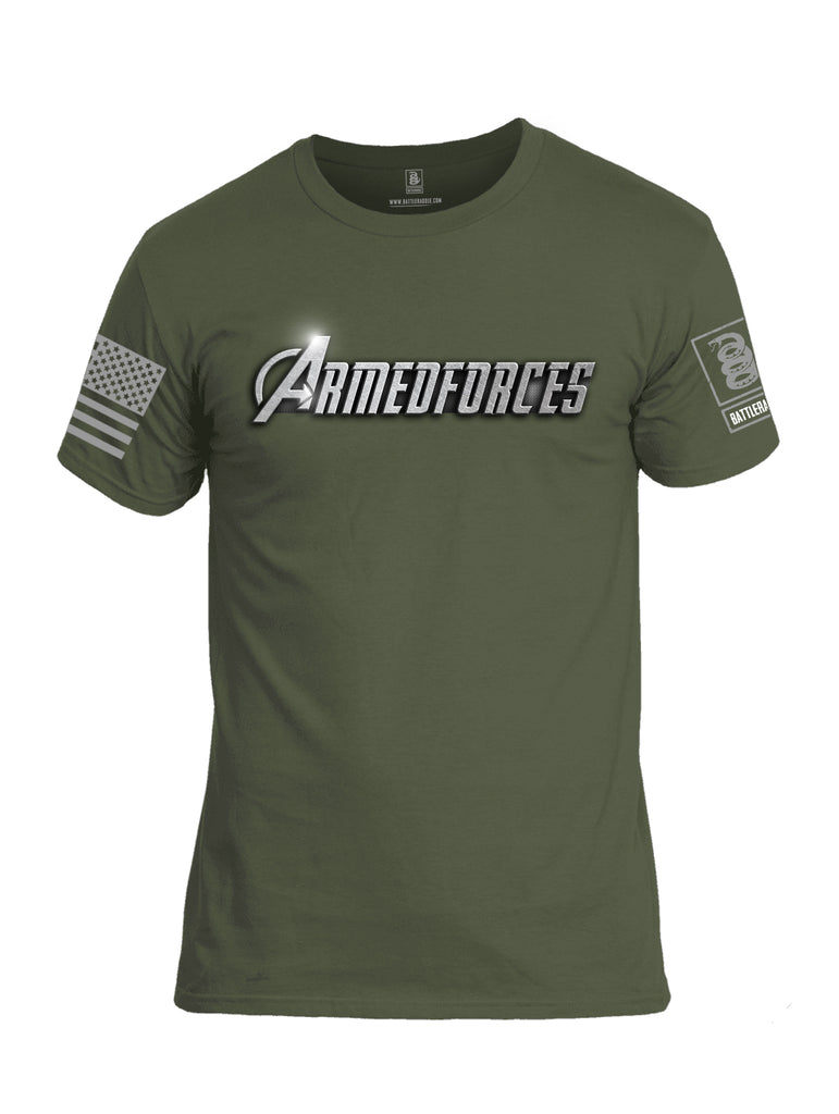 Battleraddle Armedforces Avengepatriot Grey Sleeve Print Mens Cotton Crew Neck T Shirt