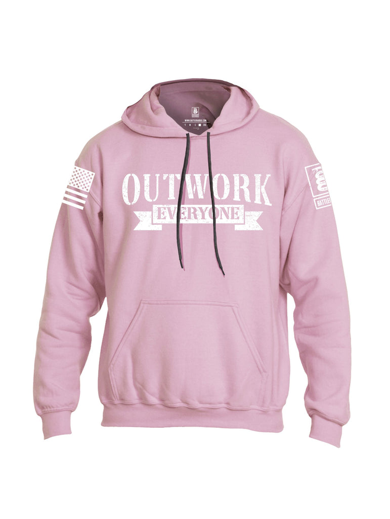 Battleraddle Outwork Everyone White Sleeves Uni Cotton Blended Hoodie With Pockets