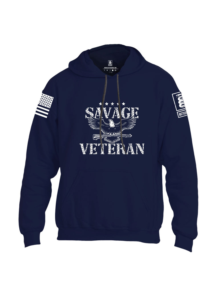 Battleraddle Savage Veteran White Sleeves Uni Cotton Blended Hoodie With Pockets