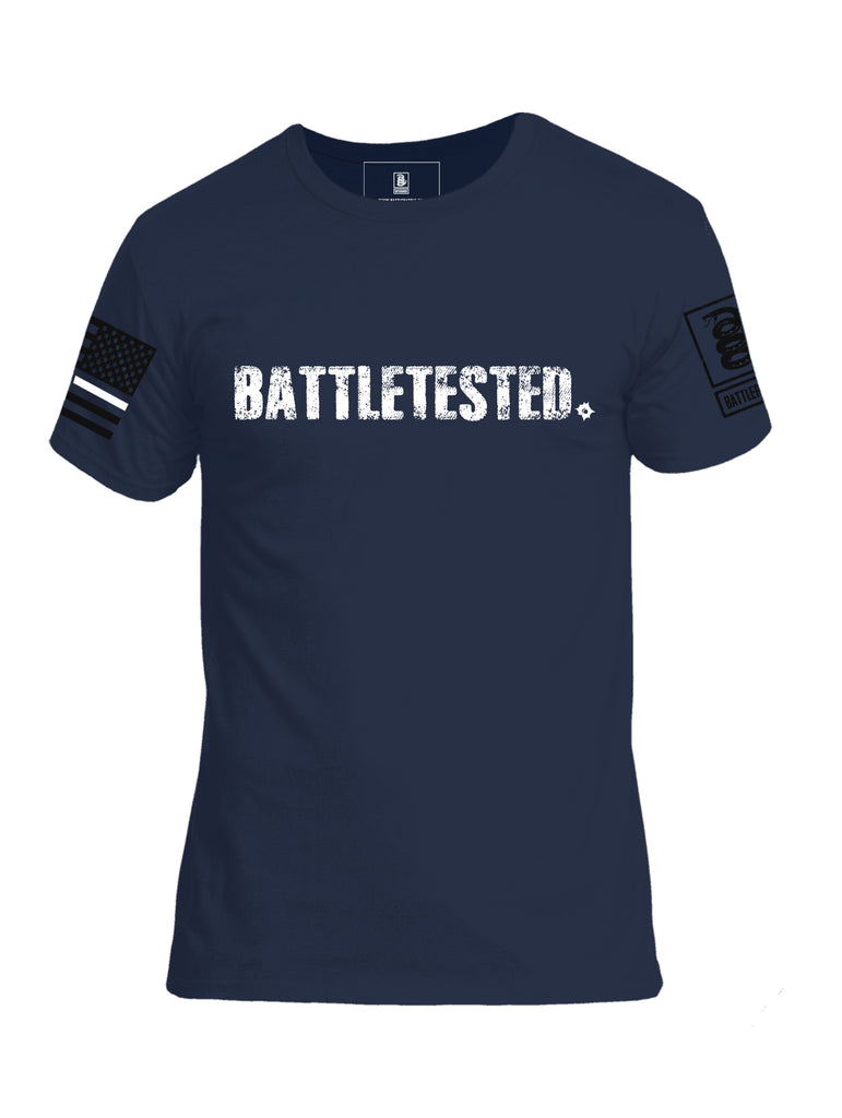Battleraddle Battletested White Line Sleeve Flag Mens Crew Neck Cotton T Shirt - Battleraddle® LLC