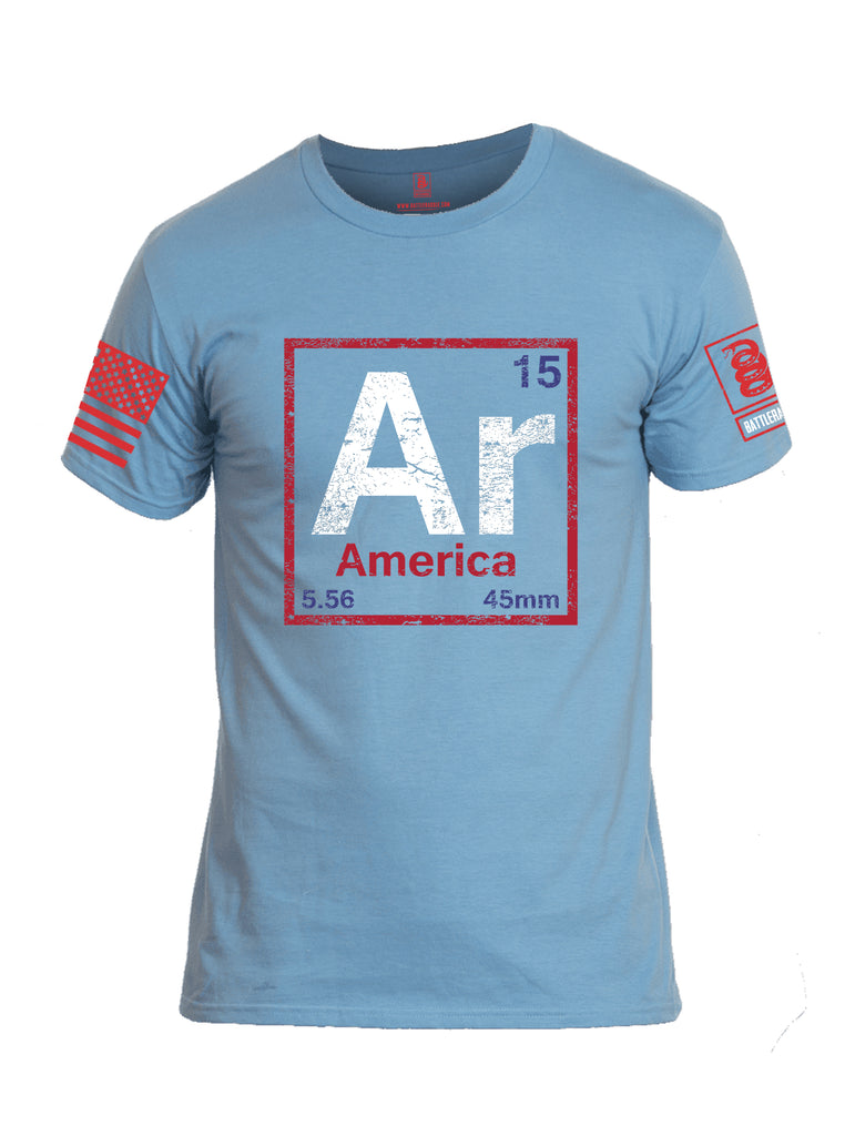 Battleraddle AR America V2 Red Sleeve Print Mens Cotton Crew Neck T Shirt