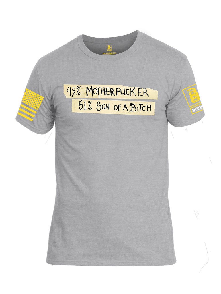 Battleraddle 49% Motherfucker 51% Son Of A Bitch  {sleeve_color} Sleeves Men Cotton Crew Neck T-Shirt