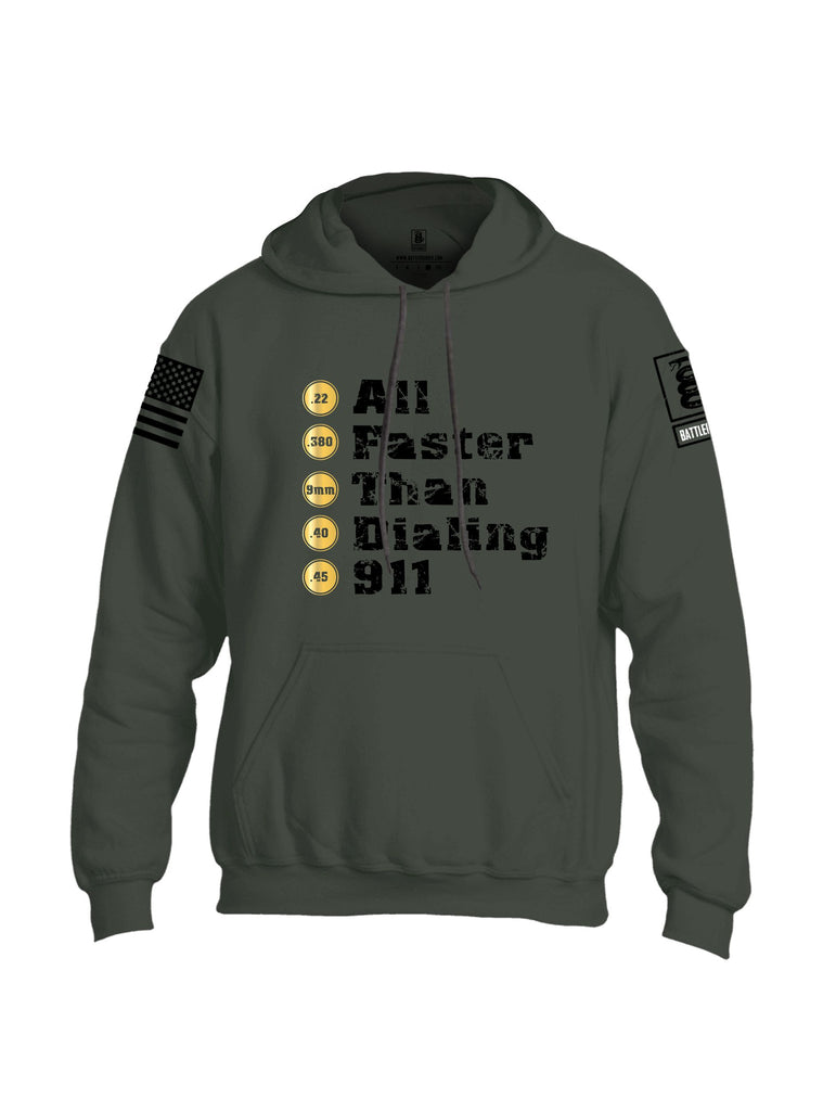 Battleraddle All Faster Than Dialing 911 Black Sleeves Uni Cotton Blended Hoodie With Pockets