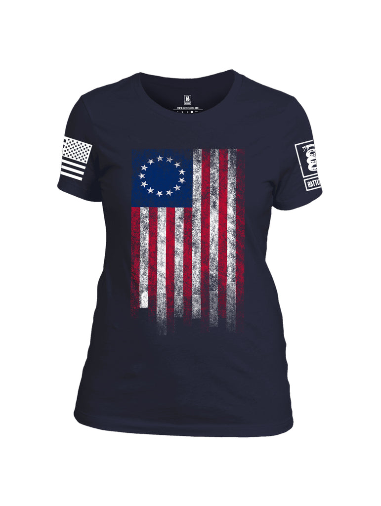 Battleraddle Thirteen Colonies Flag Women Cotton Crew Neck T-Shirt
