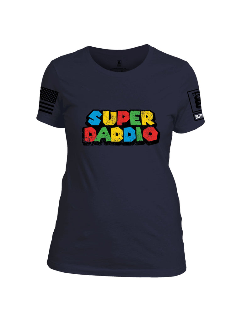 Battleraddle Super Daddio Black Sleeves Women Cotton Crew Neck T-Shirt