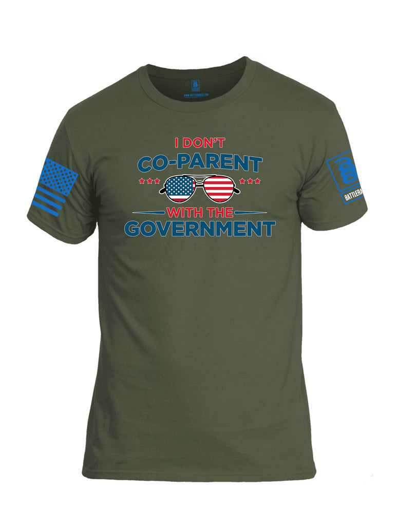 Battleraddle I Dont Co Parent With The Government Mid Blue Sleeves Men Cotton Crew Neck T-Shirt