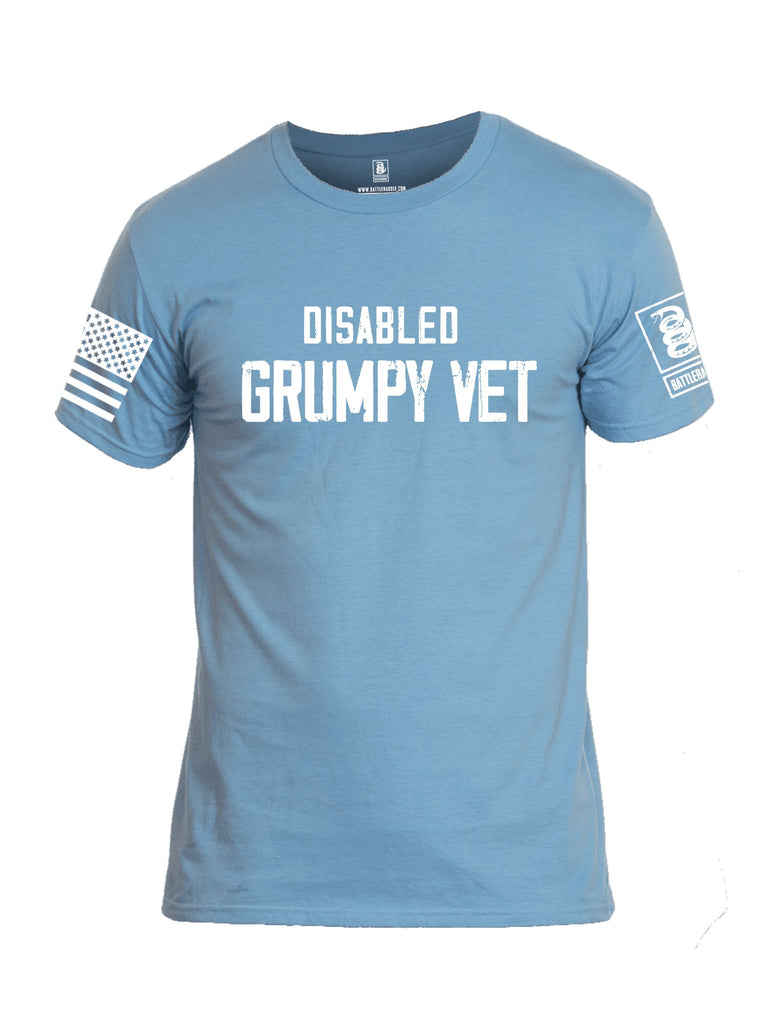 Battleraddle Disabled Grumpy Vet  White Sleeves Men Cotton Crew Neck T-Shirt
