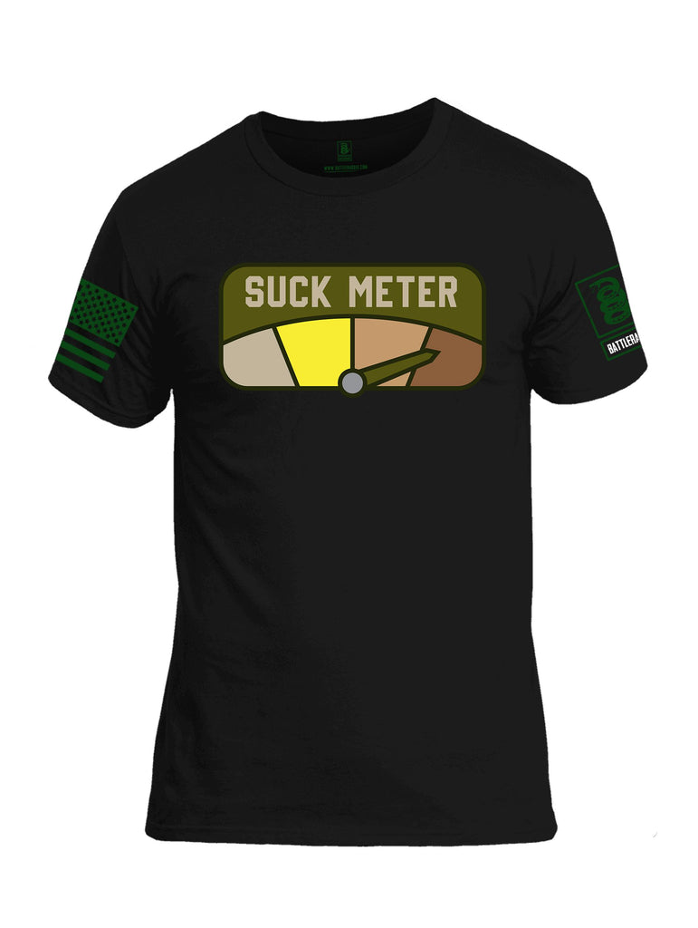 Battleraddle Suck Meter Dark Green Sleeves Men Cotton Crew Neck T-Shirt