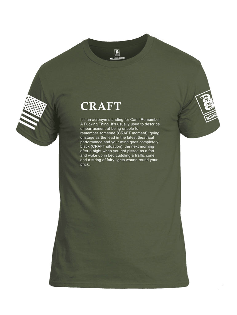 Battleraddle Craft White Sleeves Men Cotton Crew Neck T-Shirt