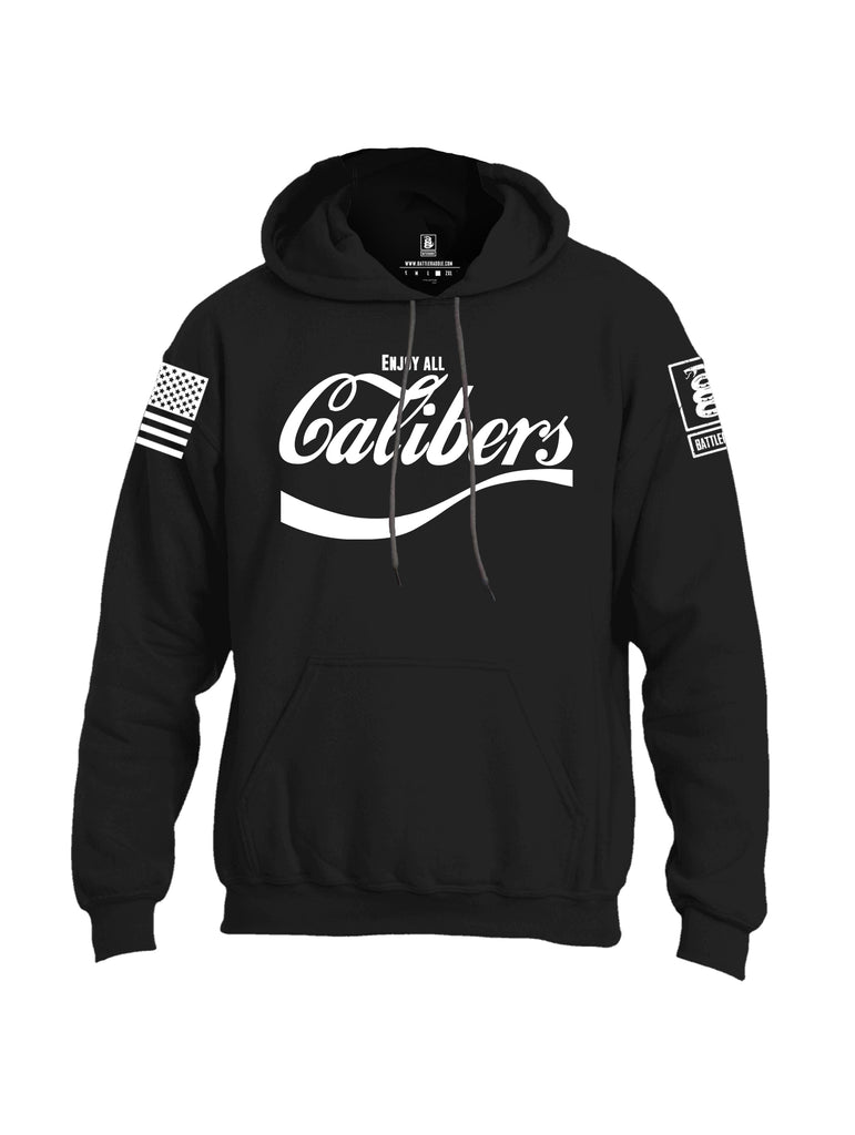 Battleraddle Enjoy All Calibers White Sleeve Print Mens Blended Hoodie With Pockets