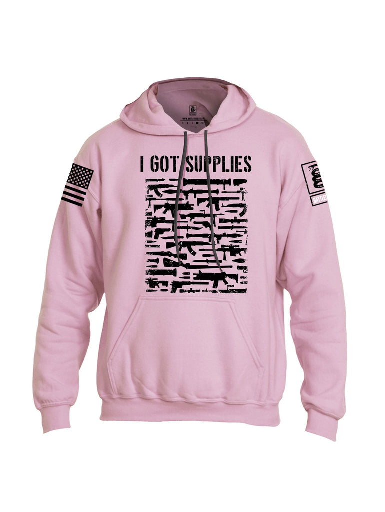 Battleraddle I Got Supplies Black Sleeves Uni Cotton Blended Hoodie With Pockets