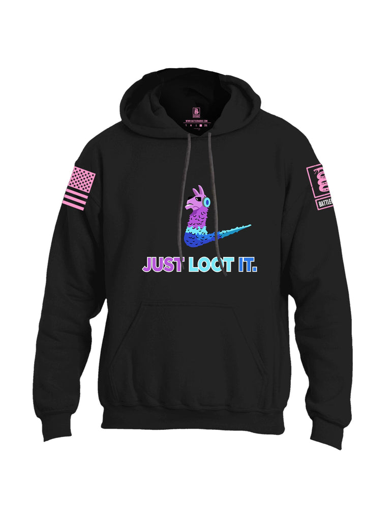 Battleraddle Just Loot It Pink Sleeves Uni Cotton Blended Hoodie With Pockets