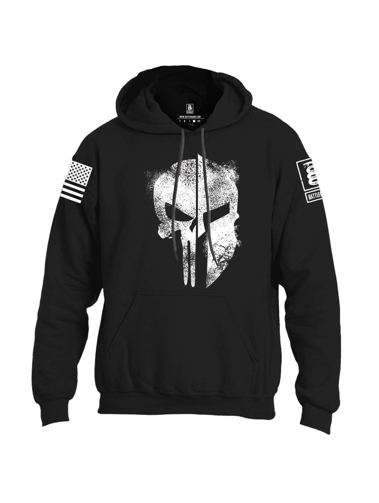 Battleraddle Spartan Punisher White Sleeves Uni Cotton Blended Hoodie With Pockets