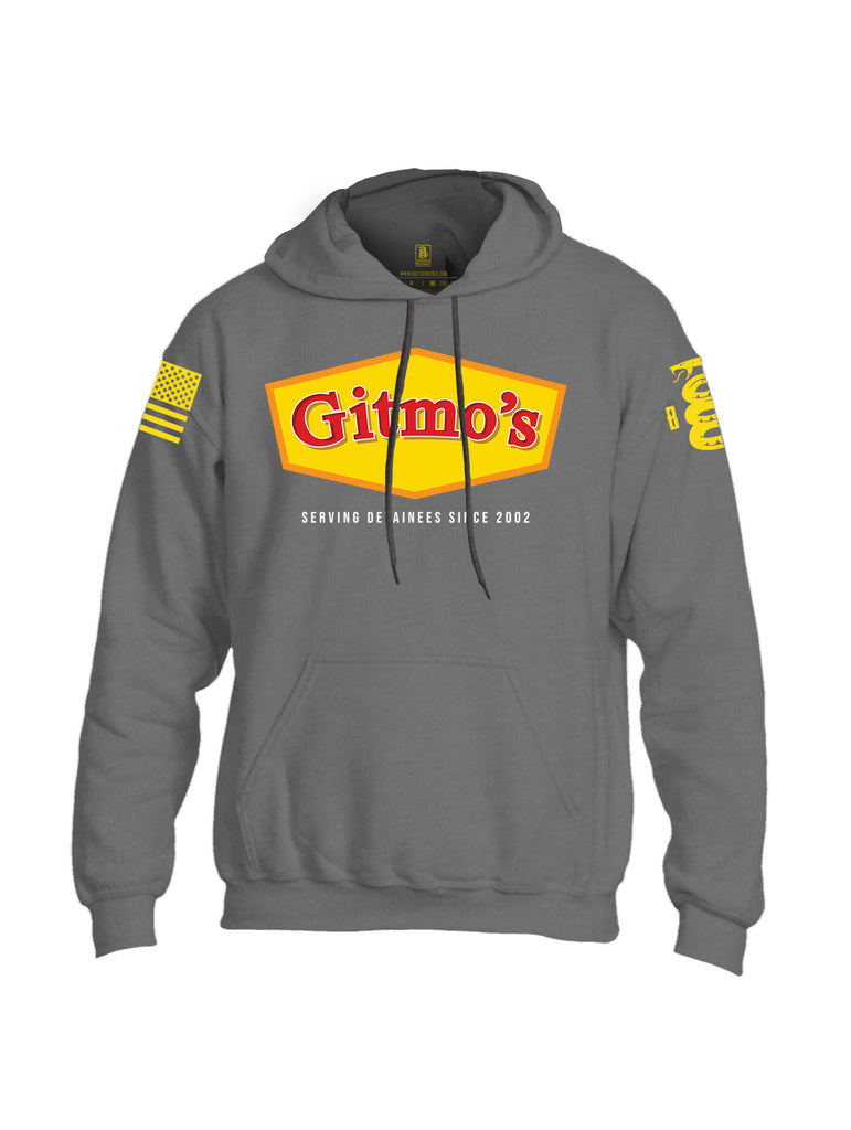 Battleraddle Gitmo's Serving Detainees Since 2002 V2 Yellow Sleeve Print Mens Blended Hoodie With Pockets