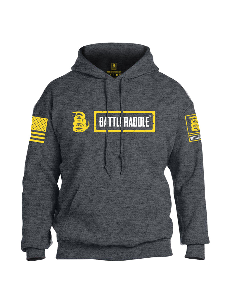 Battleraddle Original Design Logo Yellow Sleeve Print Mens Blended Hoodie With Pockets