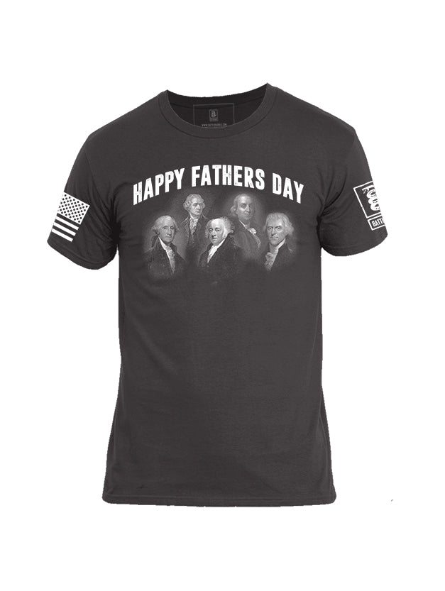 Battleraddle Happy Fathers Day White Sleeve Print Mens Cotton Crew Neck T Shirt
