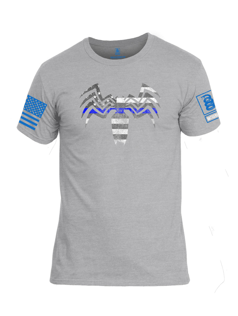 Battleraddle Venomize Flag Blue Line Blue Sleeve Print Mens Cotton Crew Neck T Shirt