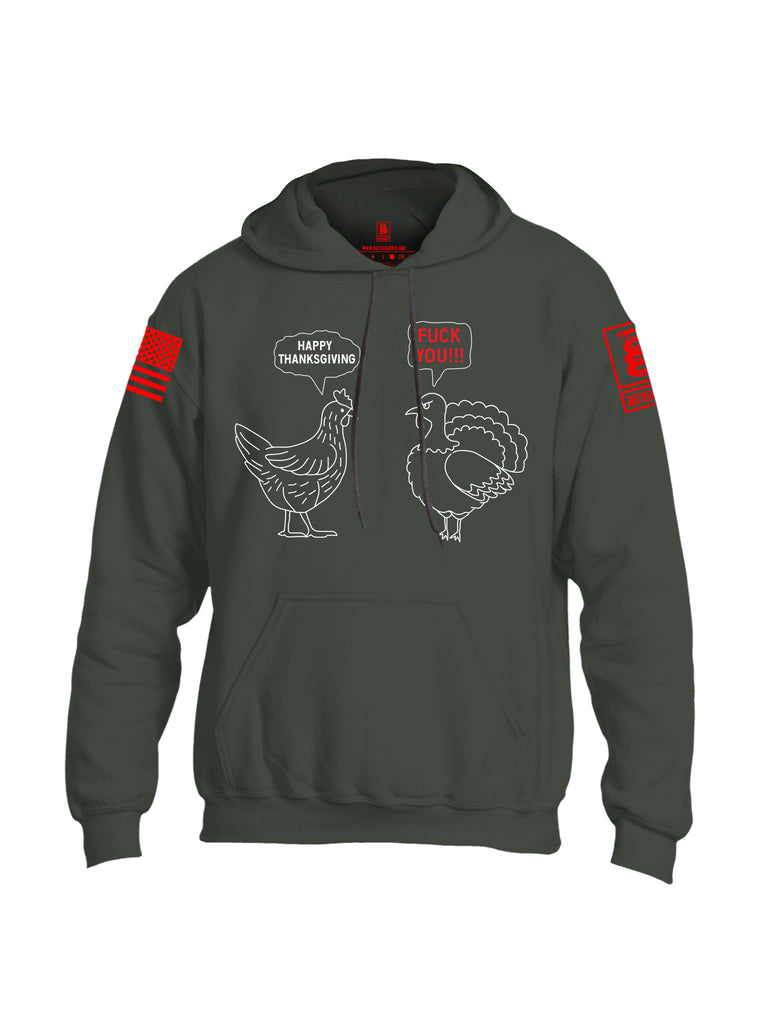 Battleraddle Happy Thanksgiving Fuck You!!! Red Sleeve Print Mens Blended Hoodie With Pockets