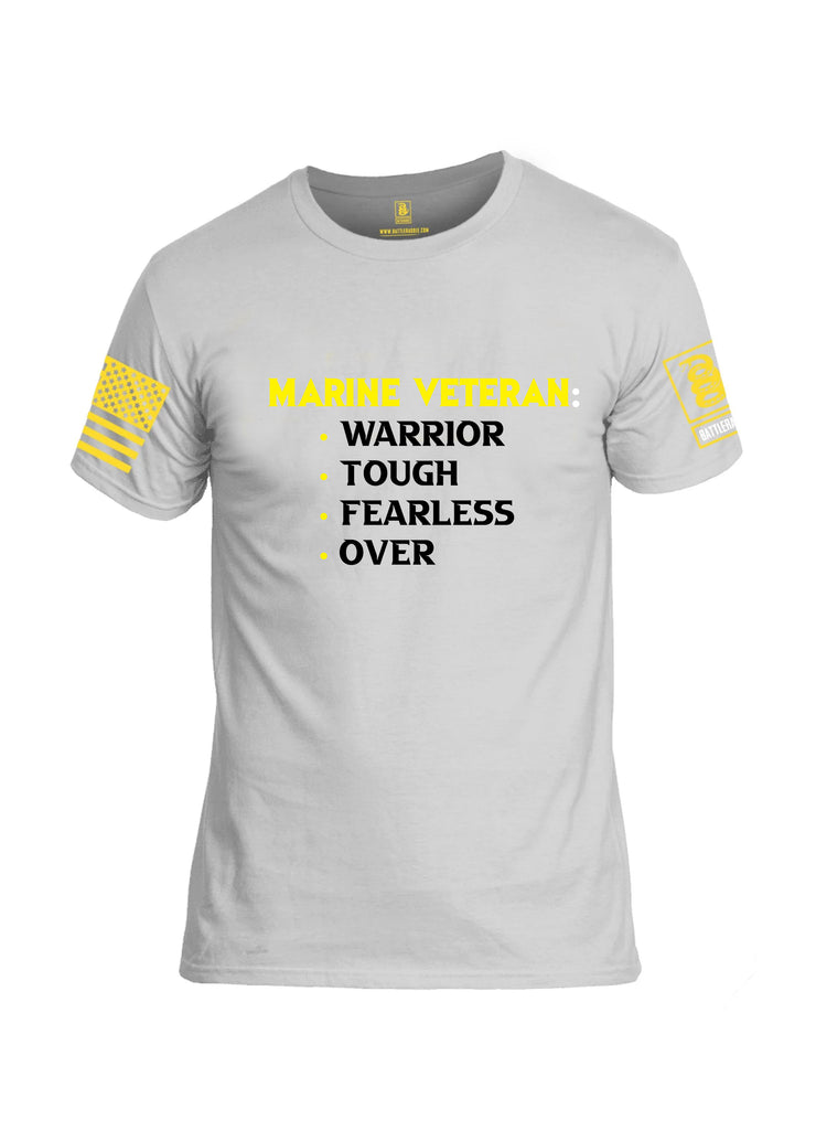 Battleraddle Marine Veteran Warrior Tough Fearless Over Yellow Sleeves Men Cotton Crew Neck T-Shirt