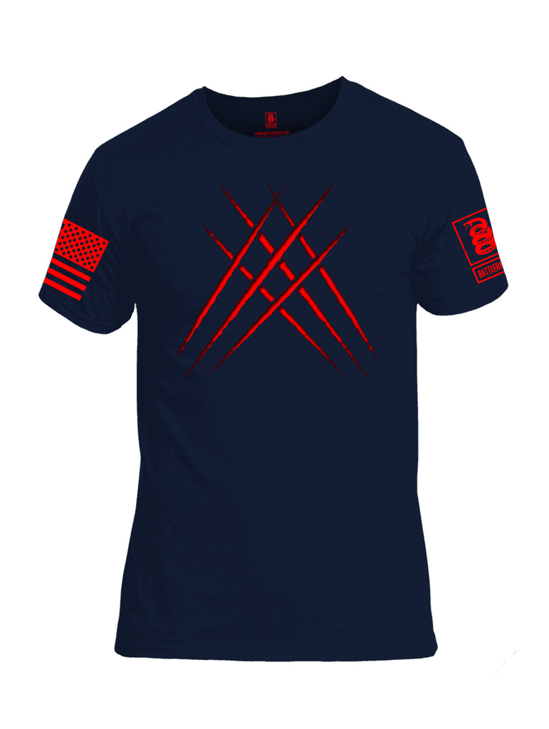 Battleraddle Wolve Adamantium Claws Red Sleeve Print Mens Cotton Crew Neck T Shirt