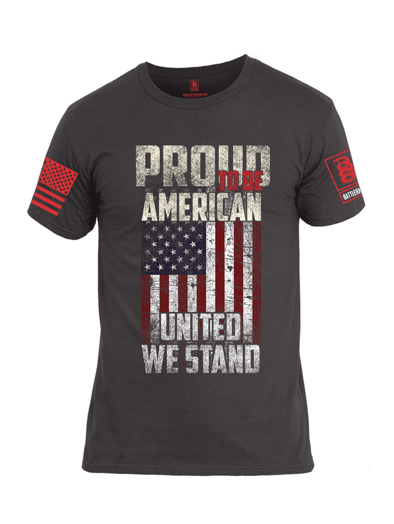 Battleraddle Proud To Be American United We Stand Red Sleeve Print Mens Cotton Crew Neck T Shirt