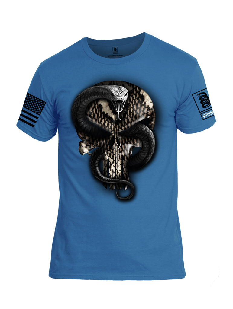 Battleraddle Punisher Don't Tread Commander Snake Skull Black Sleeve Print Mens Cotton Crew Neck T Shirt