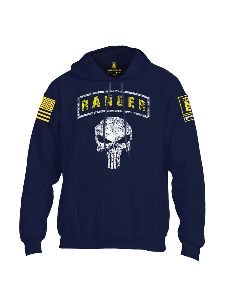 Battleraddle Ranger Punisher Skull Yellow Sleeve Print Mens Blended Hoodie With Pockets
