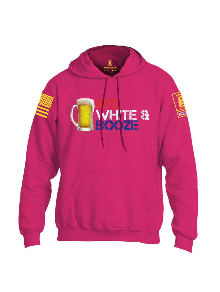 Battleraddle Red White & Booze Yellow Sleeve Print Mens Blended Hoodie With Pockets shirt|custom|veterans|Apparel-Mens Hoodies-Cotton/Dryfit Blend