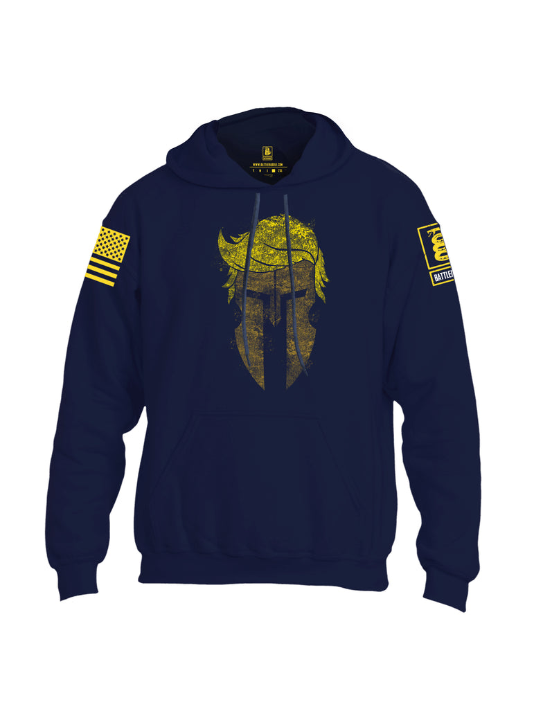 Battleraddle Trump Spartan Helm Yellow Sleeve Print Mens Blended Hoodie With Pockets