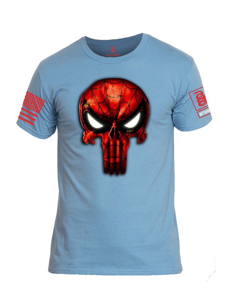 Battleraddle Webman Mr. Expounder Skull Red Sleeve Print Mens Cotton Crew Neck T Shirt