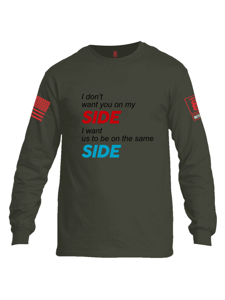 Battleraddle I Don'T Want You On My Side Red Sleeves Men Cotton Crew Neck Long Sleeve T Shirt