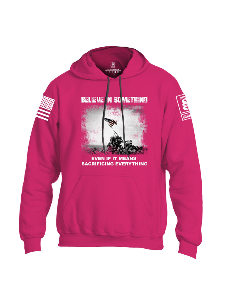 Battleraddle Believe In Something  White Sleeves Uni Cotton Blended Hoodie With Pockets