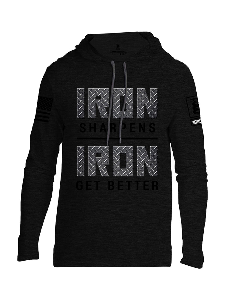 Battleraddle Iron Sharpens Iron Get Better Black Sleeves Men Cotton Thin Cotton Lightweight Hoodie