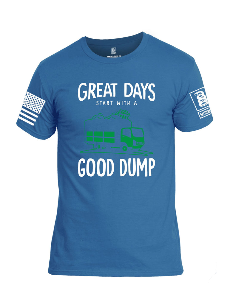 Battleraddle Great Days Start With A Good Dump White Sleeves Men Cotton Crew Neck T-Shirt