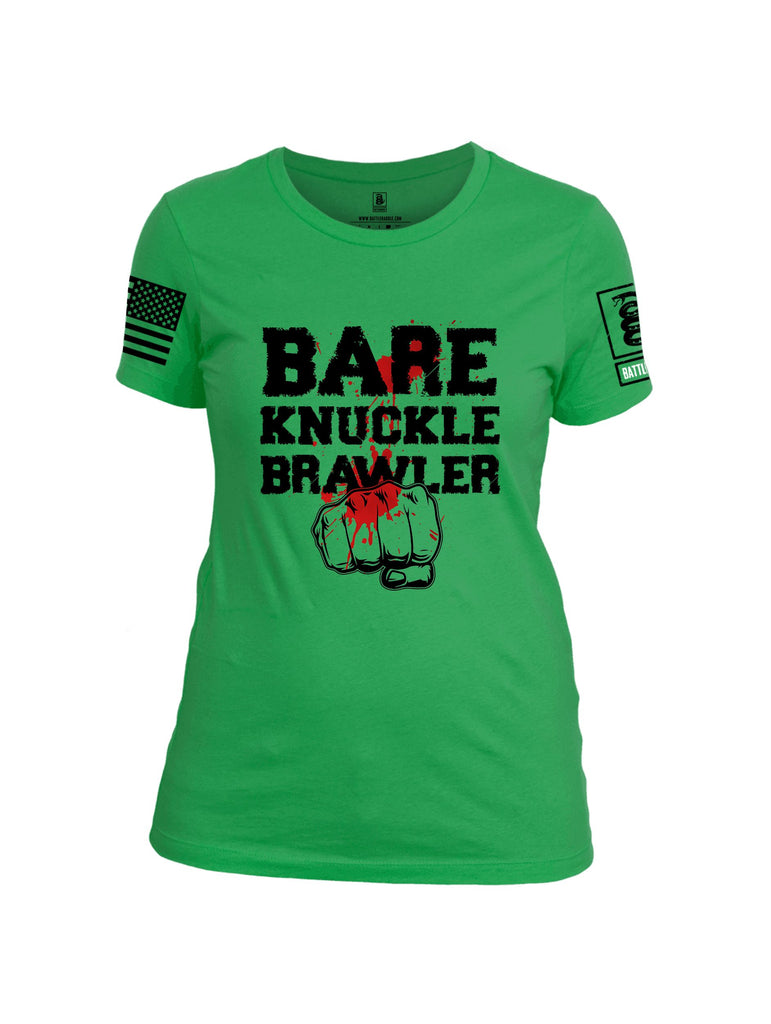Battleraddle Bare Knuckle Brawler  Black Sleeves Women Cotton Crew Neck T-Shirt