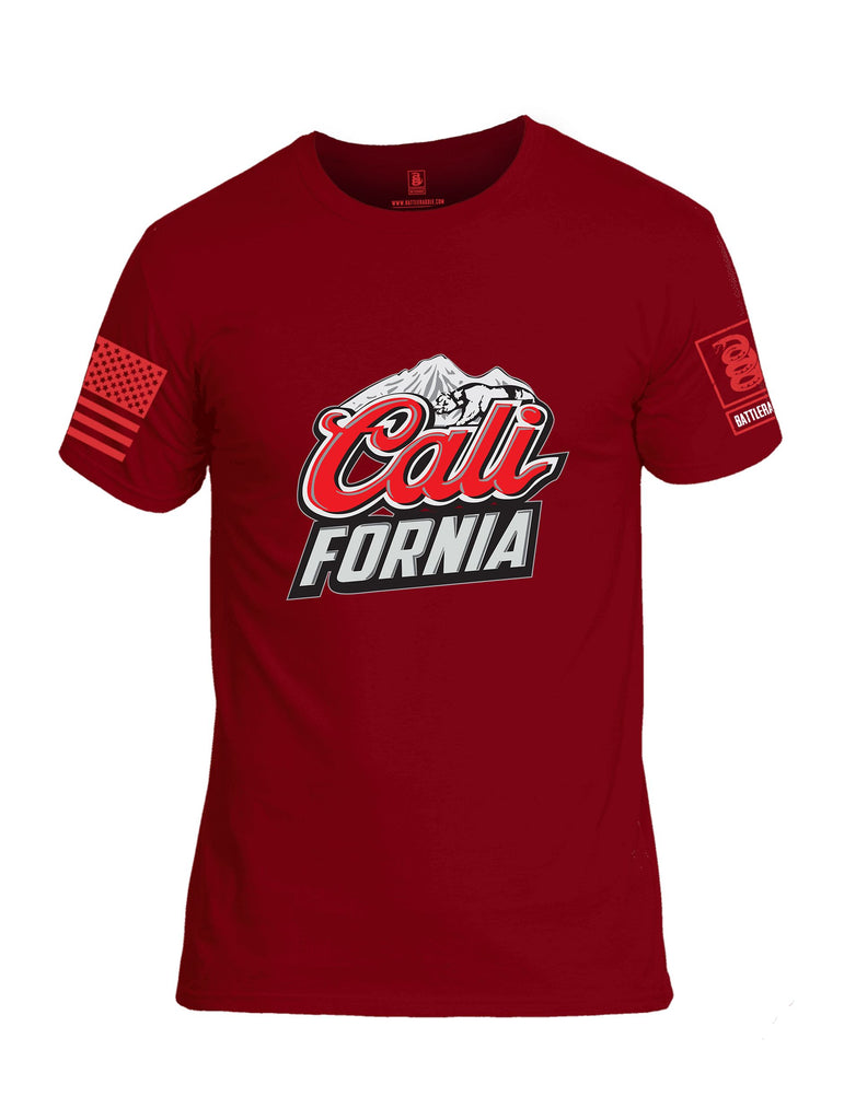 Battleraddle California Red Sleeves Men Cotton Crew Neck T-Shirt
