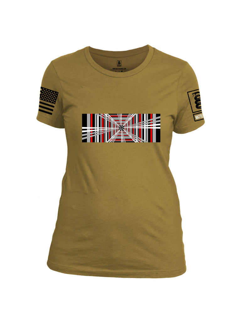 Battleraddle Plaid Black Sleeves Women Cotton Crew Neck T-Shirt