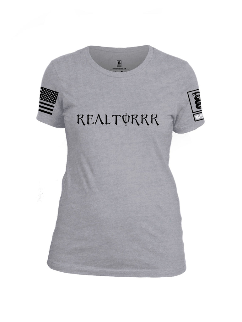 Battleraddle Realtorrr Black Sleeves Women Cotton Crew Neck T-Shirt