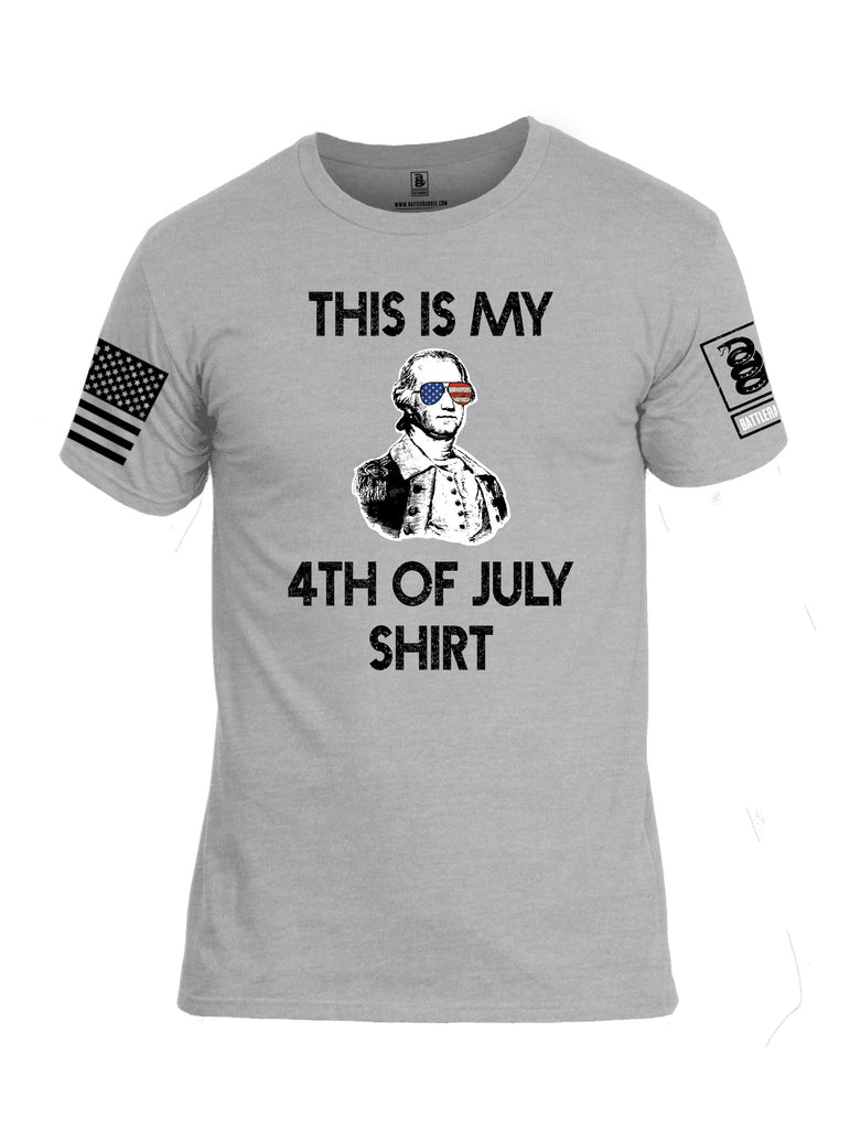 Battleraddle This Is My 4Th Of July Shirt  Black Sleeves Men Cotton Crew Neck T-Shirt