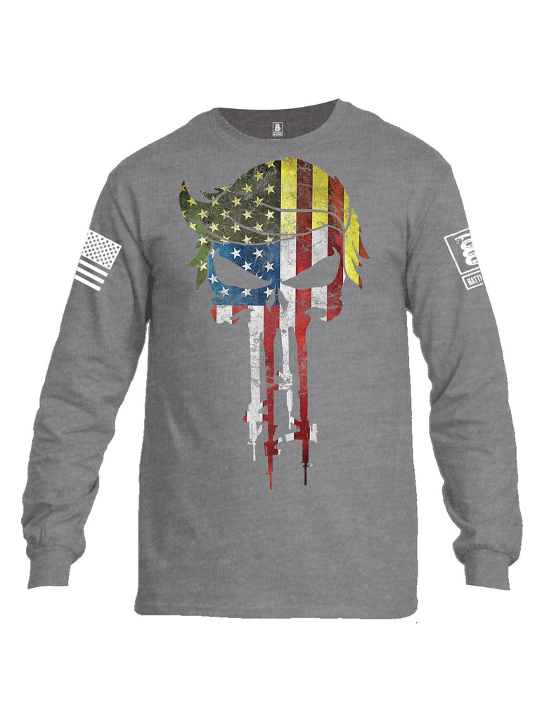 Battleraddle Trump The Punisher White Sleeves Men Cotton Crew Neck Long Sleeve T Shirt