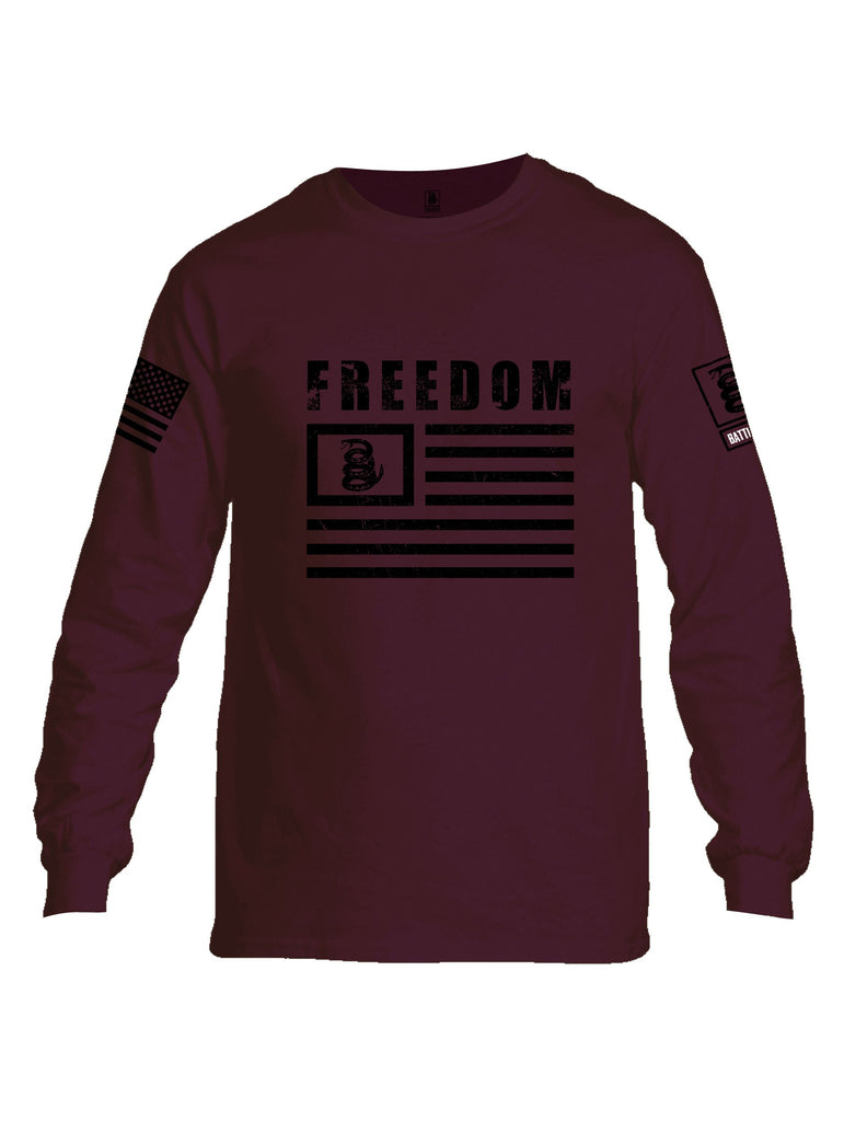 Battleraddle Freedom Flag Black Sleeves Men Cotton Crew Neck Long Sleeve T Shirt