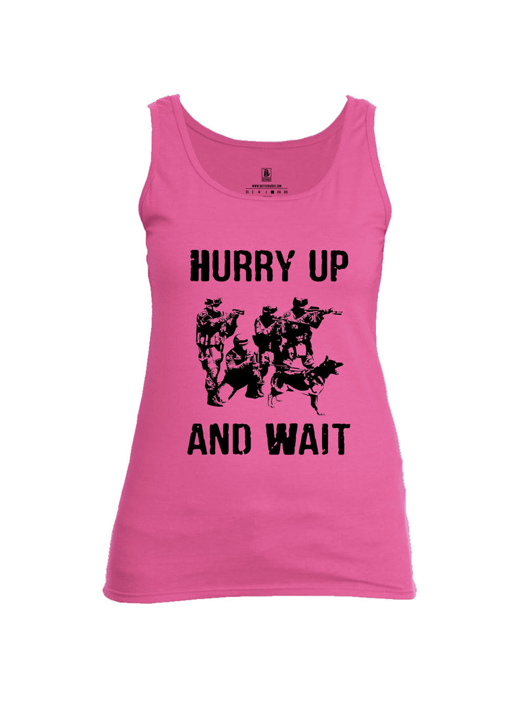 Battleraddle Hurry Up And Wait Black Sleeves Women Cotton Cotton Tank Top