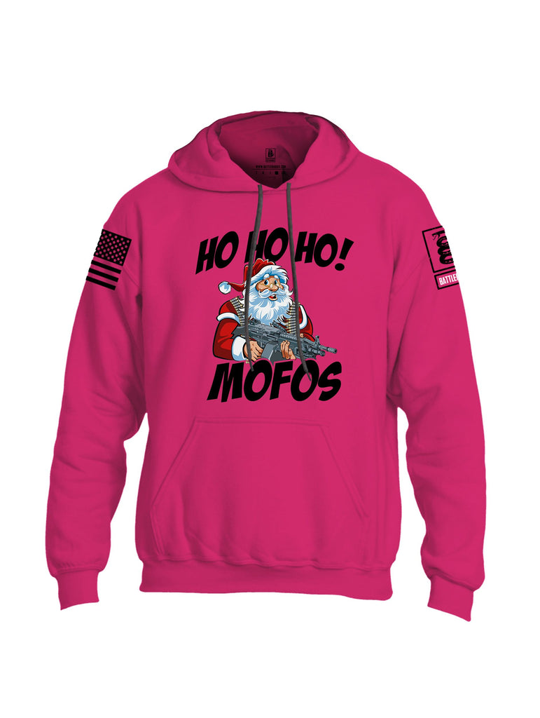 Battleraddle Hohoho Mofos  Black Sleeves Uni Cotton Blended Hoodie With Pockets