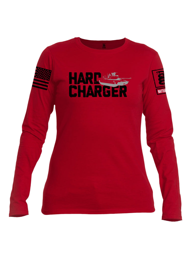 Battleraddle Hard Charger Black Sleeves Women Cotton Crew Neck Long Sleeve T Shirt