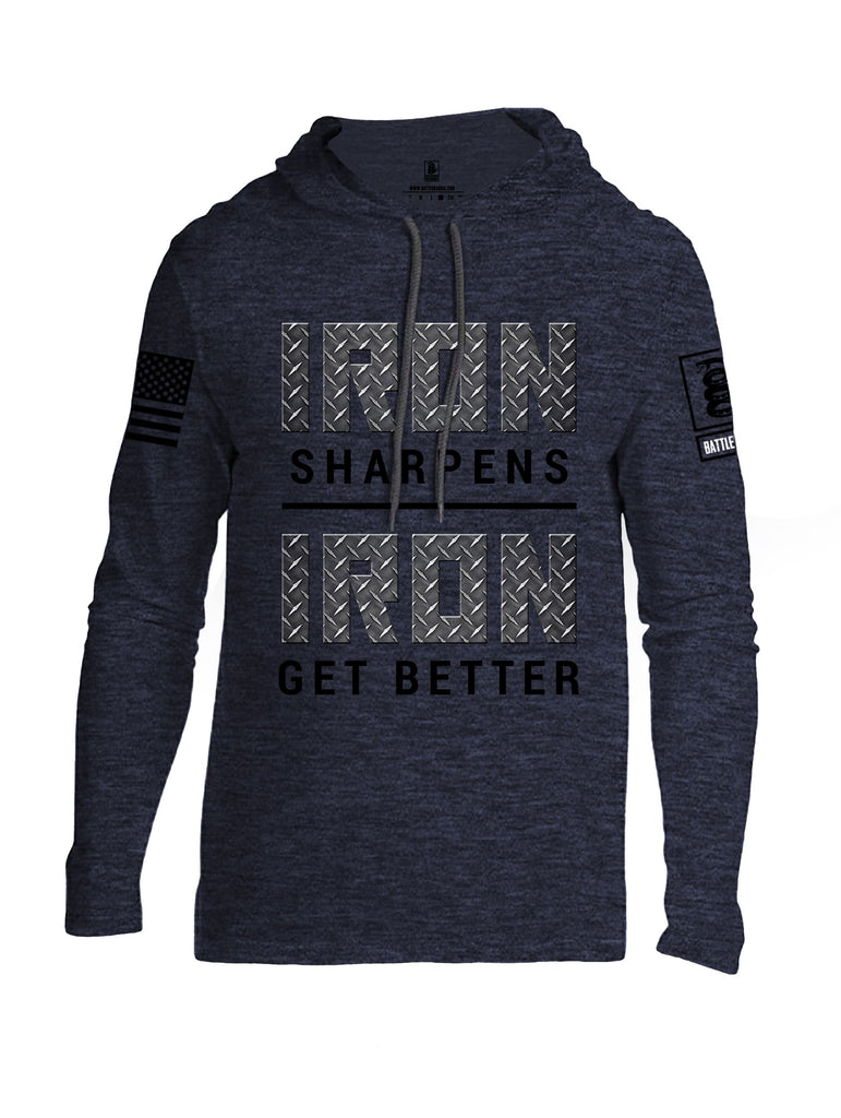 Battleraddle Iron Sharpens Iron Get Better Black Sleeves Men Cotton Thin Cotton Lightweight Hoodie